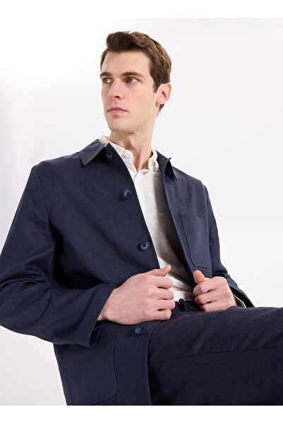 Fabrika Lacivert Erkek Slim Fit Ceket F6SM-CKT 2549