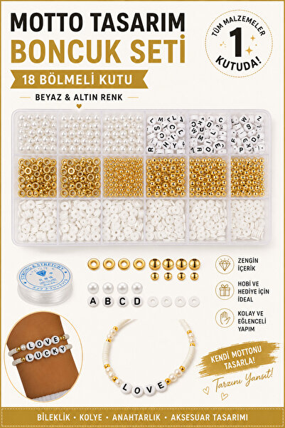 By MO Accessories Set de fabricare de bijuterii cu margele albe Fimo și marge...