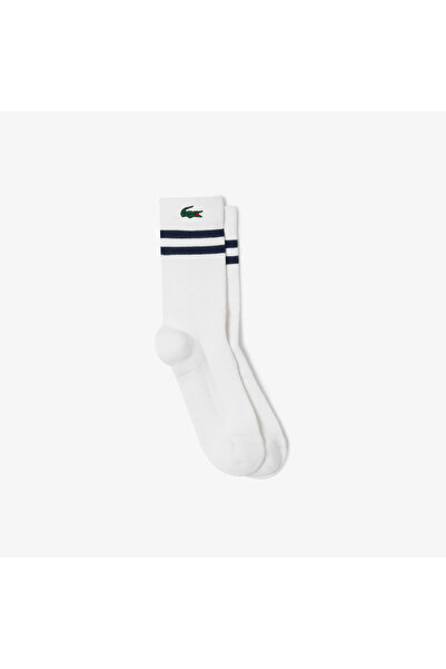 Lacoste Erkek Çizgili Beyaz Çorap