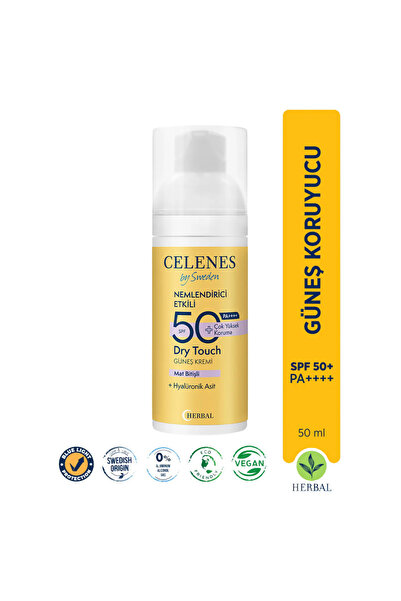 celenes by sweden Herbal Sunscreen Fluıd Spf 50+ Dry Touch All Skın Types Vıt...