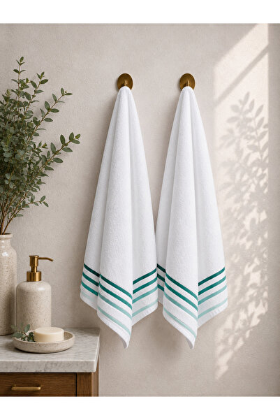 Coton Delux bumbac 100% Set de cu dungi prosoape de mână/cap 50x90 cm – 2 mod...