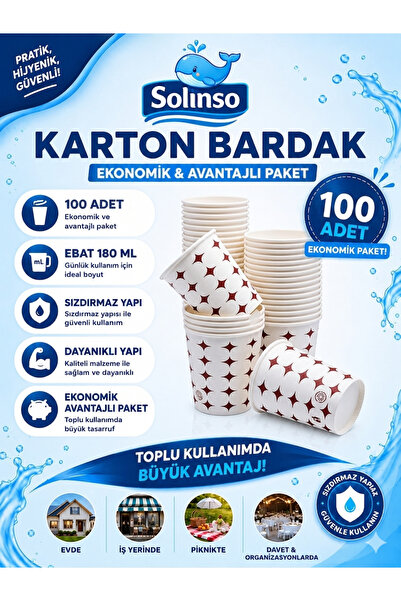 SOLINSO 🐳Karton Bardak 6,5 Oz 100 Adet