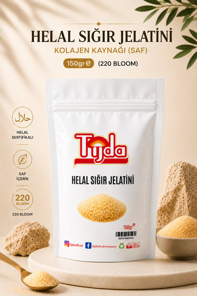 TİJDA Jelatin Toz Sığır 150 Gr.% 100 Saf( Domuz Içermez) Analizli,sertifikalı