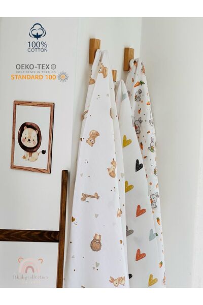Fulya Tuhafiye Ftbabycollection 100% Cotton 3-Piece Muslin Baby Blanket Oeko-...