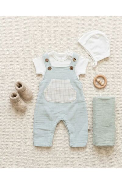 Bistyle Baby Boy 2-Piece Salopet Overalls - Gots Certified 100% Organic Musli...