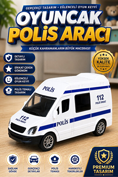 viyolmarketim Polis Minibüs Oyuncak – Sürtmeli , Pilsiz, Dayanıklı Plastik Ar...