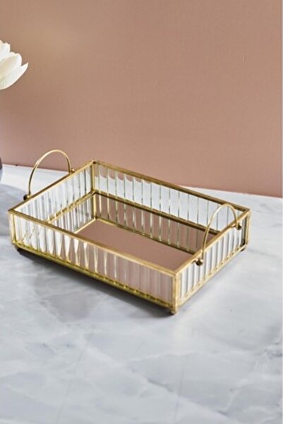Perotti Gio Cam Aynalı Sunumluk Tepsi-20 cm x 14 cm x 5,5 cm x 3 cm Çap