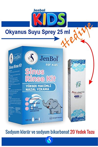 Jenbol Kids Sinus Rinse Burun ve Sinus Temizl. Kiti 120 ml X 20 Yedek Tozu / ...