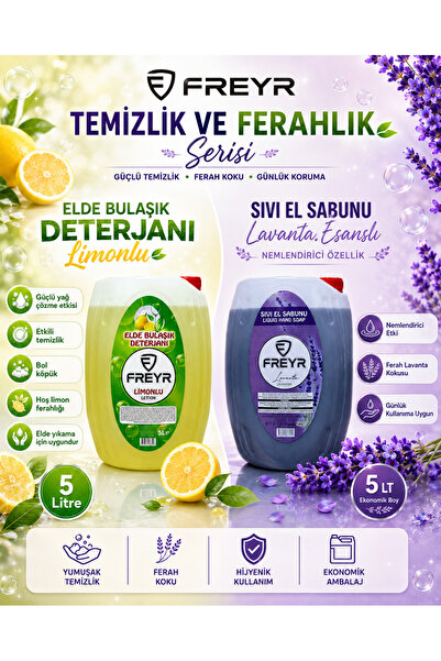 FREYR Sıvı El Sabunu Nemlendiricili-ekstralavanta Parfümlü 5kg Ve Elde Bulaşı...