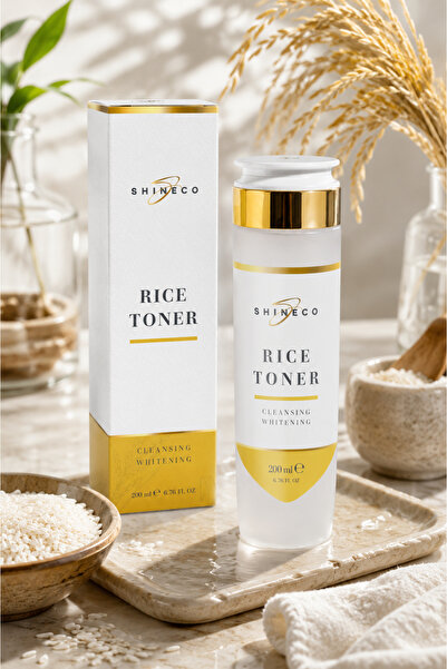 Shineco Rice Toner 200 ml Pirinç Özlü Aydınlatıcı Yüz Toniği Cilt Tonu Eşitle...