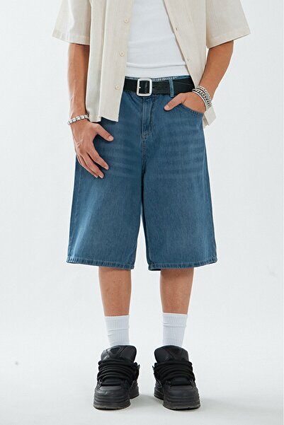 UKHWD SUPPLY Ανδρικό σορτς Indigo Blue Baggy Jean Jorts