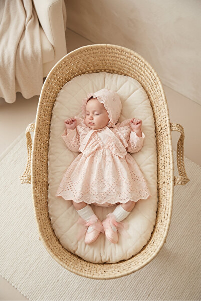 PARK BEBE kız bebek 0/3-3/6 AY begonya MEVLÜTLÜK SET elbise ayakkabı şapka