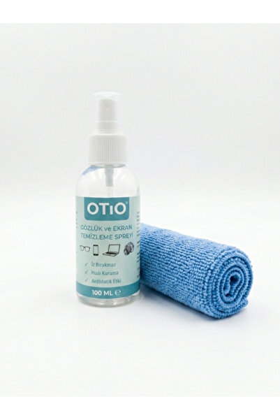 otio Gözlük ve Ekran Temizleme Spreyi, 100 ML Sprey ve Mikrofiber Bez