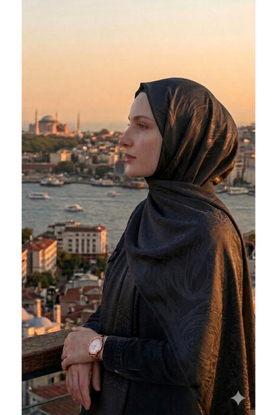ŞALSERA Siyah Alev Desen (ithal) Jakar Şal