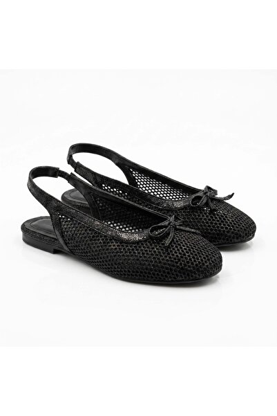 SİBA SHOES حذاء باليرينا أسود مرن ومفصل من فيرا