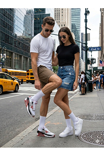 ASDEN Unisex Kolej Tenis Çorap, Beyaz 3'lü Paket, Yıkamalı, Dikişsiz, Premium