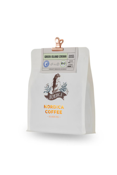 Nordica Coffee boabe, BIO, GREEN ISLAND CREMA 80% Arabica 20% Robusta, 500g 0...