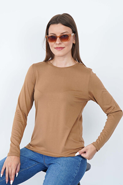 penyebizden Tricou din viscoză pentru femei - scorțișoară