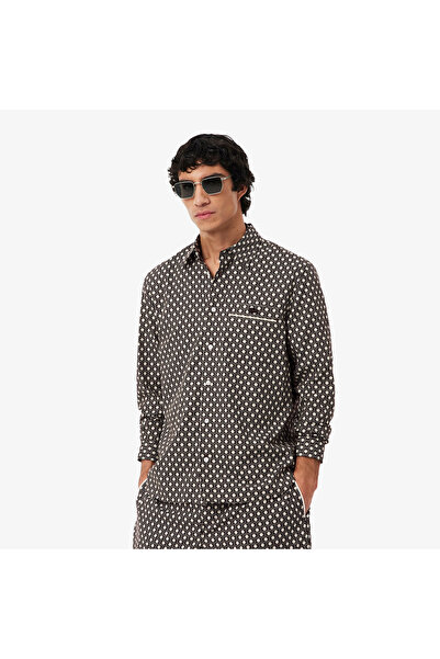 Lacoste قميص قطني مطبوع بقصة عادية - CH0710-00-7FI