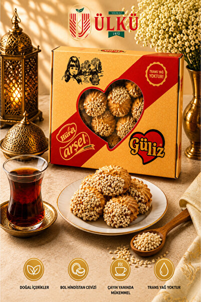 ÜLKÜ KURUYEMİŞ (1 KG) Güliz Fındık Parçacıklı Doğal Pancar Şekerli Kurabiye T...