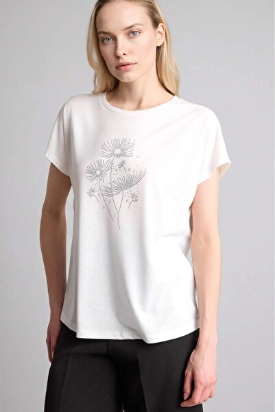 DeFacto Μπλουζάκι με κοντό μανίκι Crew Neck Stone με τύπωμα H1453AX26SP