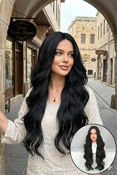 8 Kadına Dair Herşey Siyah Dalgalı Model Tül Peruk
