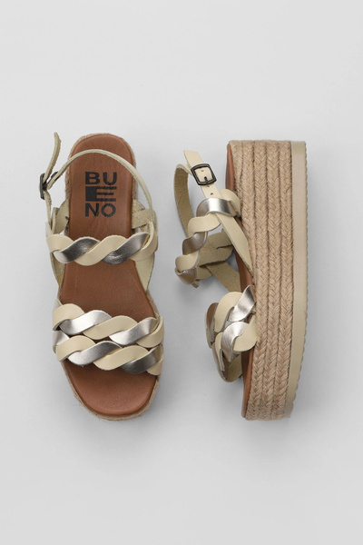 Bueno Shoes Sandale cu toc pentru femei din piele galbenă strălucitoare 01wu6119