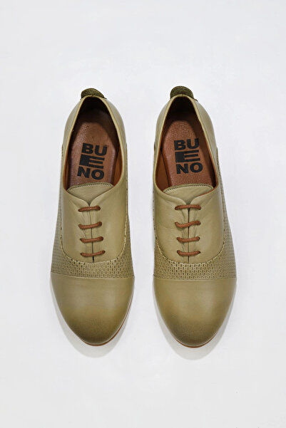 Bueno Shoes Pantofi plati de damă din piele kaki 01wl1247