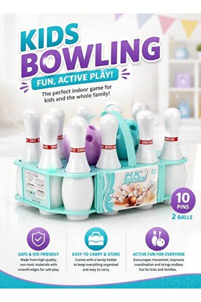 Premium HX Sports Kids Bowling Set – 10 Pin Indoor Game