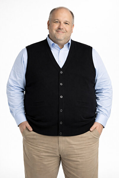 Mutlu City Men's Large Size Buttoned Vest for Ages Above Middle Age 6955