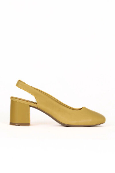 Bueno Shoes حذاء بكعب نسائي من الجلد الأصفر 01we5600