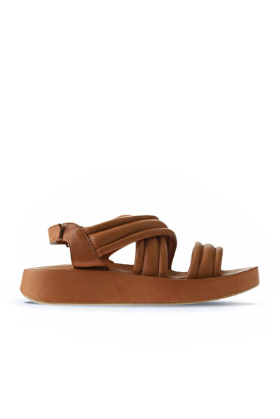 Bueno Shoes صندل نسائي بكعب عريض من الجلد باللون البني 01wu4619