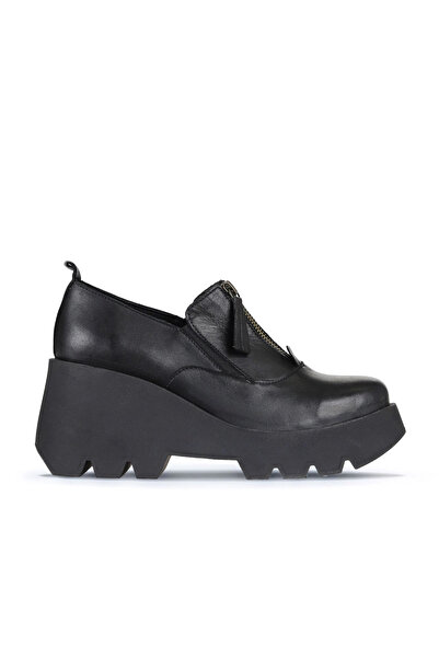 Bueno Shoes حذاء نسائي بكعب عريض من الجلد الأسود 01wz8401
