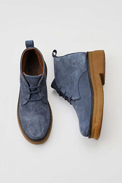 Bueno Shoes Cizme plate de damă din piele intoarsa albastra 01wv0200