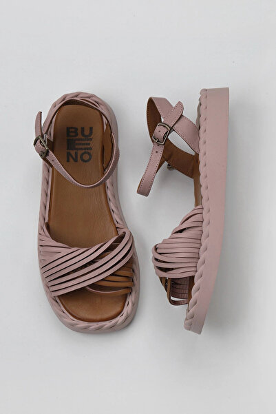 Bueno Shoes Γυναικεία φλατ σανδάλια από δέρμα Dusty Rose 01wy9110