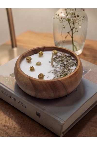 Spiritual Series Lavender Natural Soy Candle | Wooden Candle Holder | Relaxing & Purifying