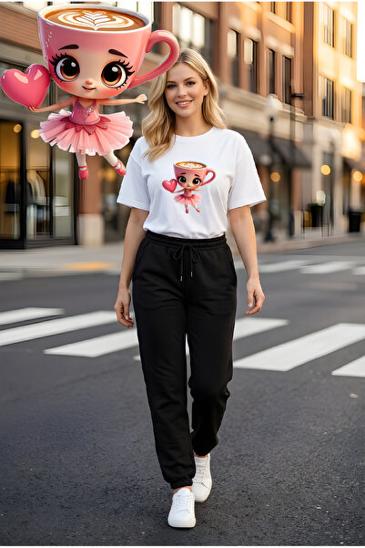 HOFFNUNG Set casual unisex cu mânecă scurtă, cu imprimeu cu urs și inimă, pen...