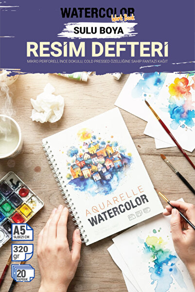 TUĞSET Aquarelle Watercolor Suluboya Resim Defteri 320gr (Akrilik,Guaj,Karaka...