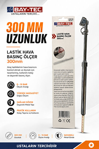 Baytec LASTİK BASINÇ ÖLÇER HAVA ÖLÇER 300 MM USTALARIN TERCİHİ MK 1287 ( 1 ADET)