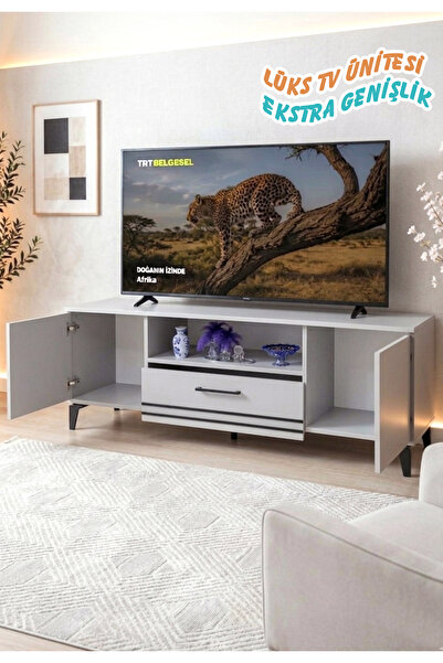 Zümra Ahşap Kapaklı 160 cm Tv Ünitesi Kül Rengi