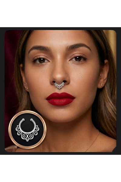 Bylin Ganeşa Pirinç Sahte/fake Septum Piercing (sıkıştırma)