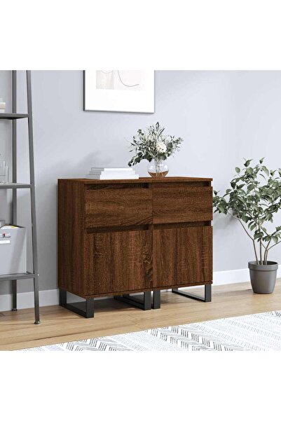 Concept Servante, 2 buc., stejar maro, 40x35x70 cm, lemn prelucrat