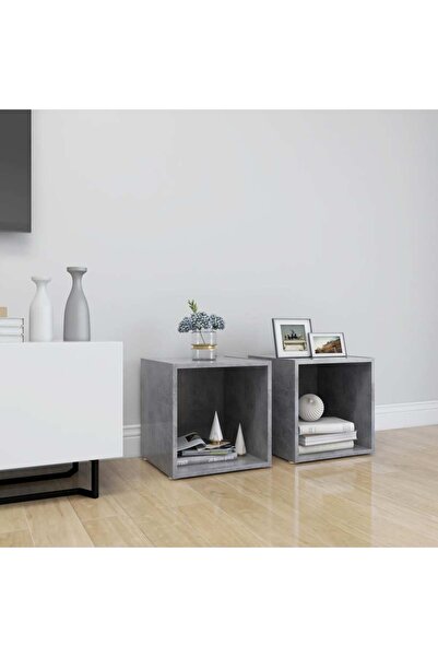 Concept Comode TV, 2 buc., gri beton, 37x35x37 cm, PAL