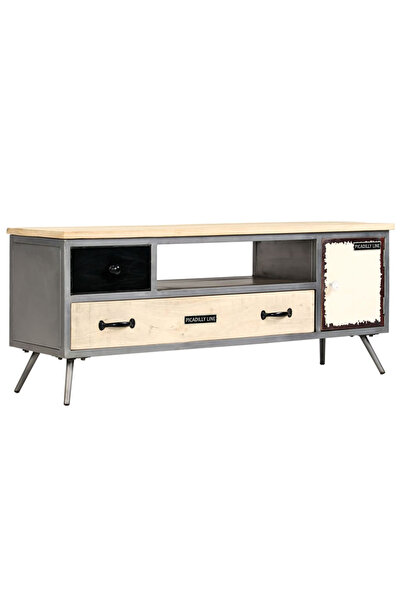 Concept Comodă TV, 120 x 30 x 45 cm, lemn masiv de mango și oțel