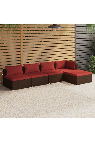 Concept Set mobilier de grădină cu perne, 5 piese, maro, poliratan