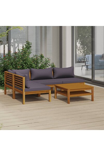 Concept Set mobilier de grădină cu perne, 5 piese, lemn masiv acacia