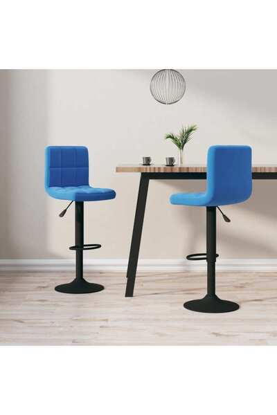 Concept Scaune de bar, 2 buc., albastru, catifea