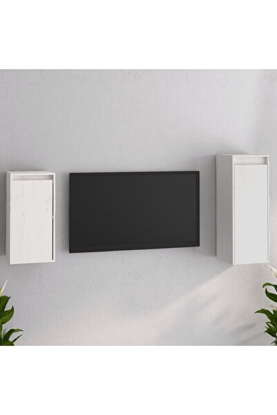 Concept Comode TV, 2 buc., alb, lemn masiv de pin