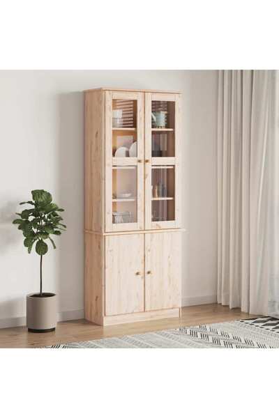 Concept Vitrine din sticlă „ALTA” 77x35x186,5 cm, lemn masiv de pin