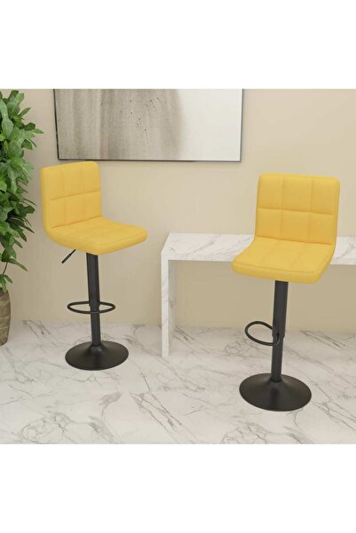 Concept Scaune de bar, 2 buc., galben muștar, material textil